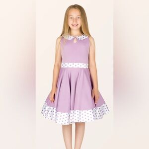 Elegant Lavender Polka Dot Kids Dress